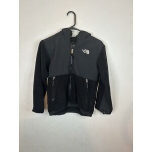 The North Face Boys Denali Hooded Fleece Jacket Black Size M (10-12) Full Zip